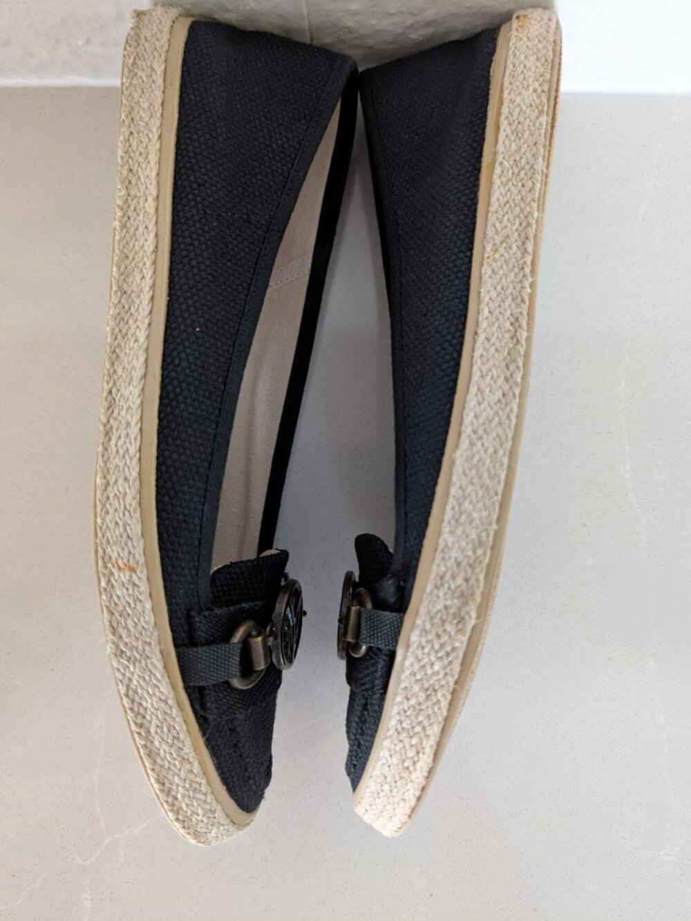 Yves Saint Laurent Black Canvas Espadrille Loafers with Metal YSL Medallions - Picture 3 of 11